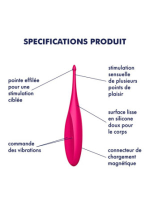 Stimulateur polyvalent pour zone ciblé rose USB, Twirling Fun Satisfyer - CC597727